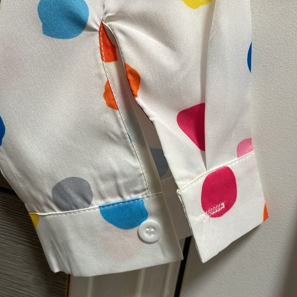 MISSLOOK White with Colorful Polka Dots Button Down  Long-Sleeve Blouse XXL NWOT - Picture 4 of 12